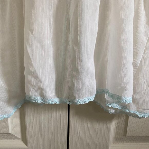 Apt 9 Womens White Blue Lace Ribbon Trim Underwire Bra Split Front Teddy Size XL - Picture 8 of 10